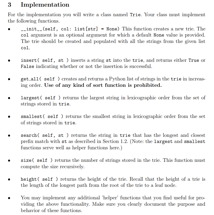 3 Implementation For the implementation you will | Chegg.com