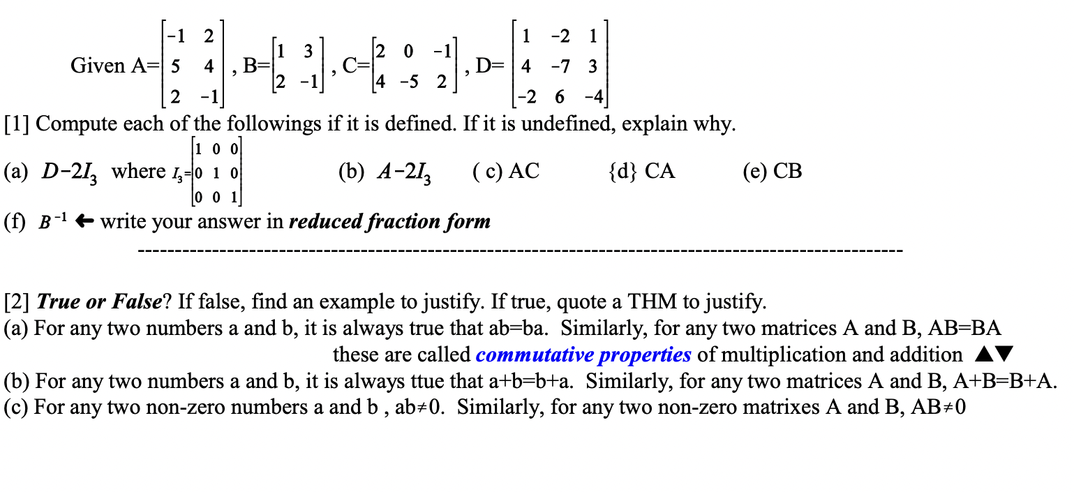 Solved 1 -2 1 -1 2 Given A= 5 4 , B-1₁2₂ ³1), C-1²2 B= 0 4 | Chegg.com