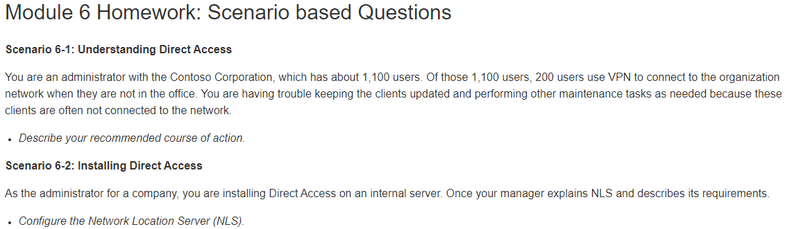 Solved Module 1 Homework: Scenario Based Questions - Part #1 | Chegg.com