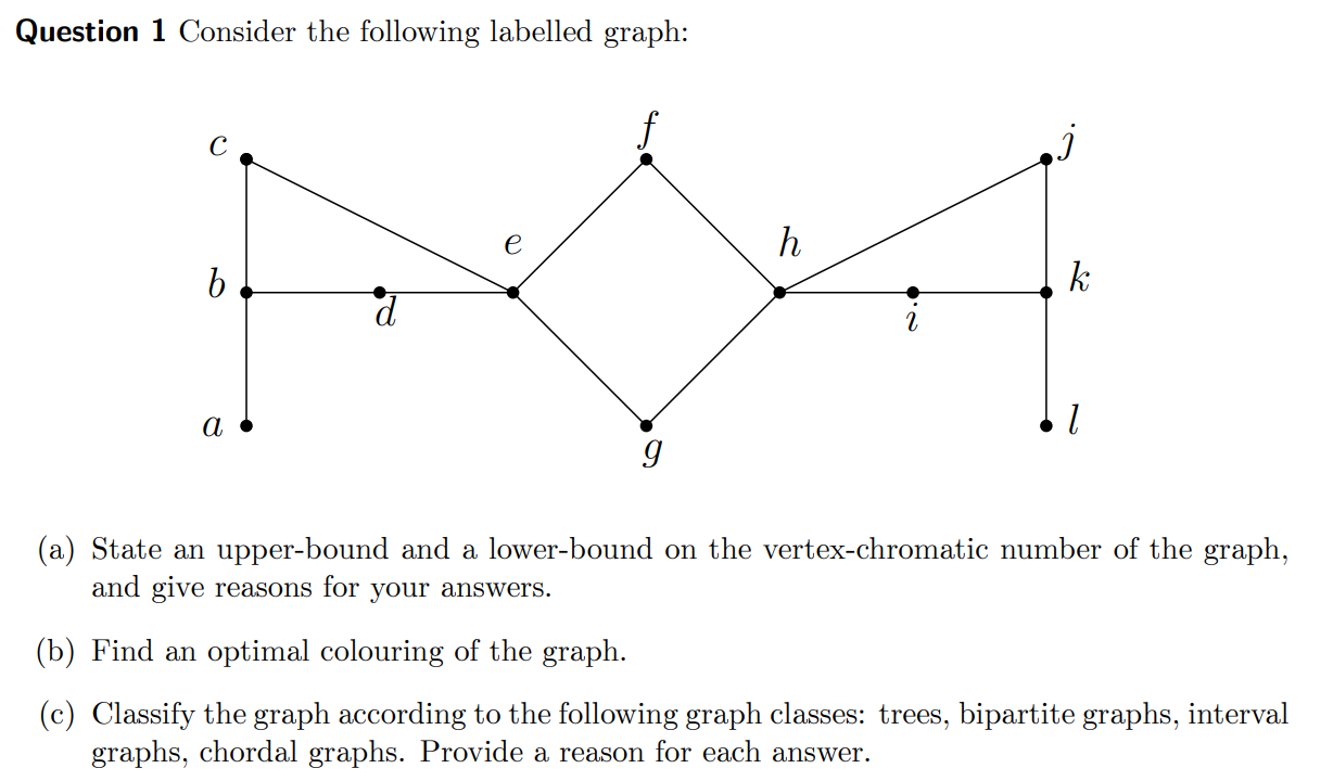 Solved Question 1 Consider the following labelled graph i е Chegg