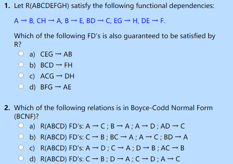 Solved 1 Let R Abcdefgh Satisfy The Following Functiona Chegg Com