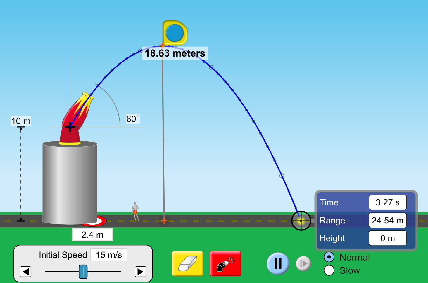 Solved Question 9 Launch the cannonball at 60° with twice