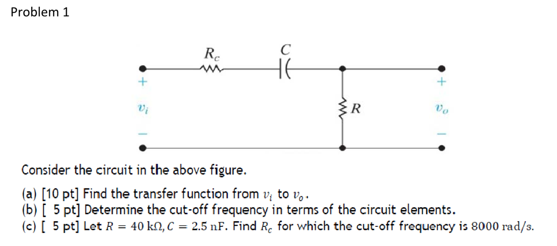 Solved Problem 1Consider the circuit in ﻿the above | Chegg.com