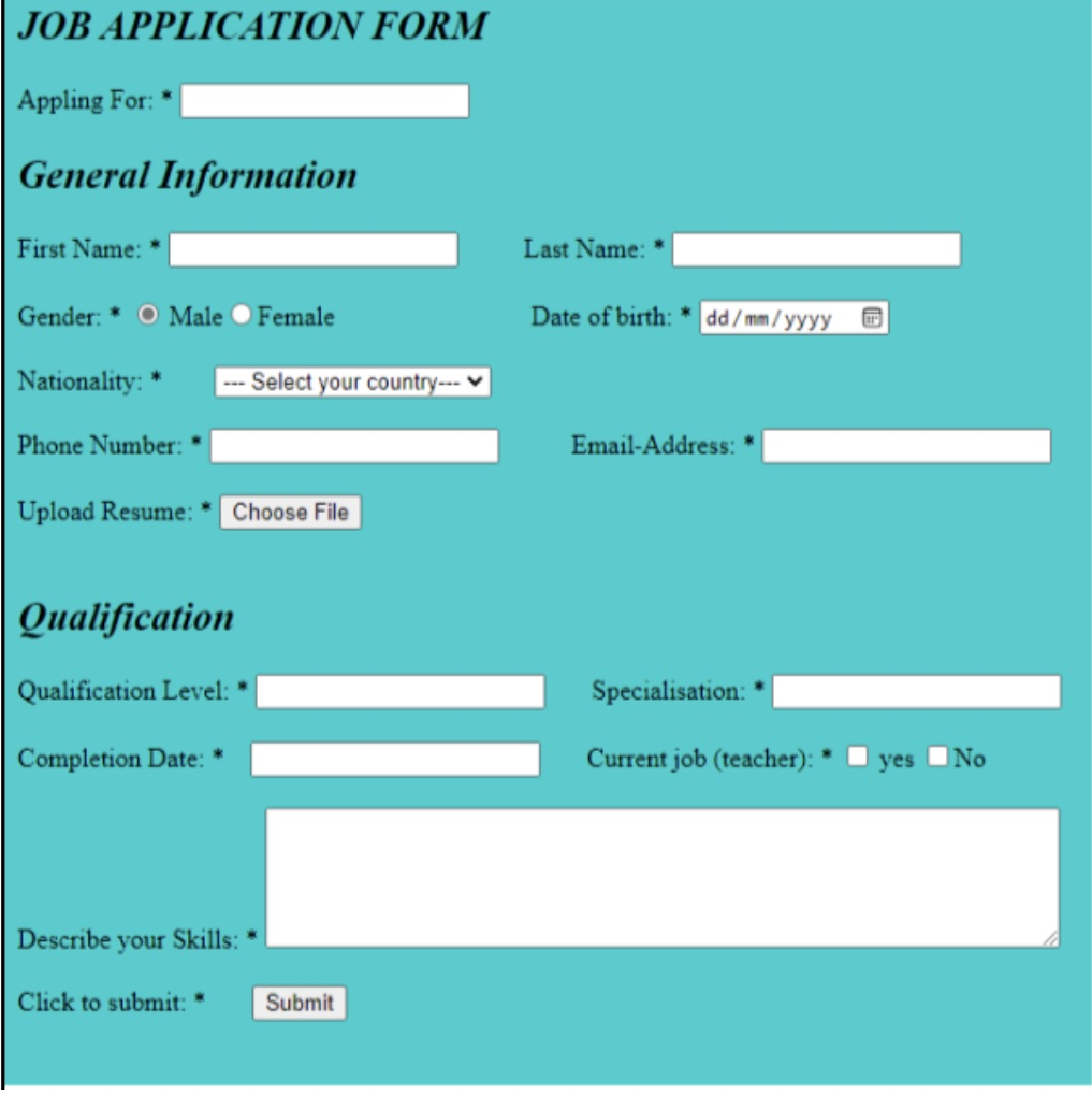 Solved JOB APPLICATION FORM Appling For: General Information | Chegg.com