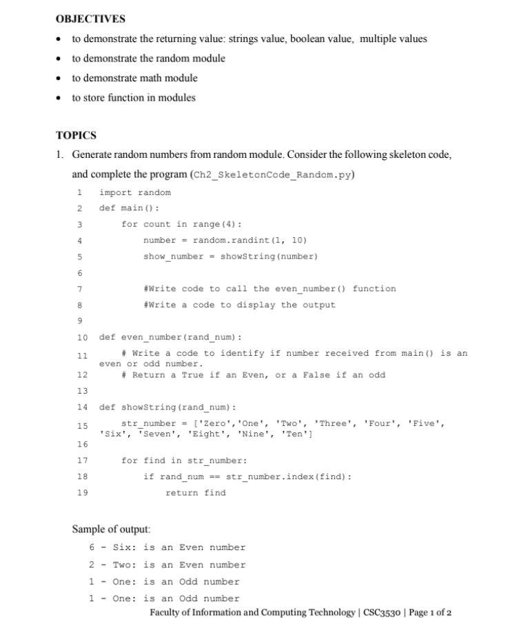 Solved OBJECTIVES - to demonstrate the returning value: | Chegg.com