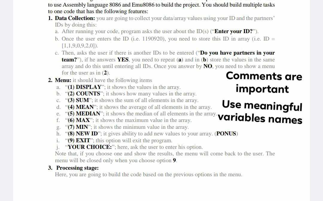 Solved To Use Assembly Language 8086 And Emu8086 To Build | Chegg.com