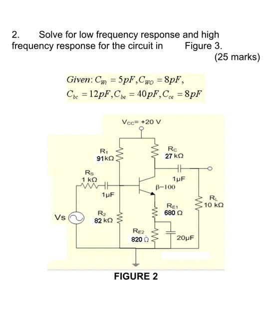 Solved 2. Solve for low frequency response and high | Chegg.com