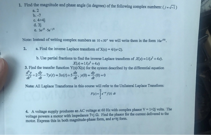Solved 1. Find the magnitude and phase angle (in degrees) of | Chegg.com
