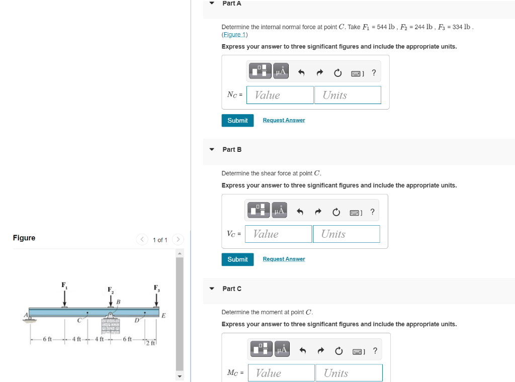 Solved Part A Determine the internal normal force at point | Chegg.com