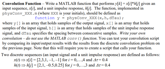 Convolution Function - Write a MATLAB function that | Chegg.com