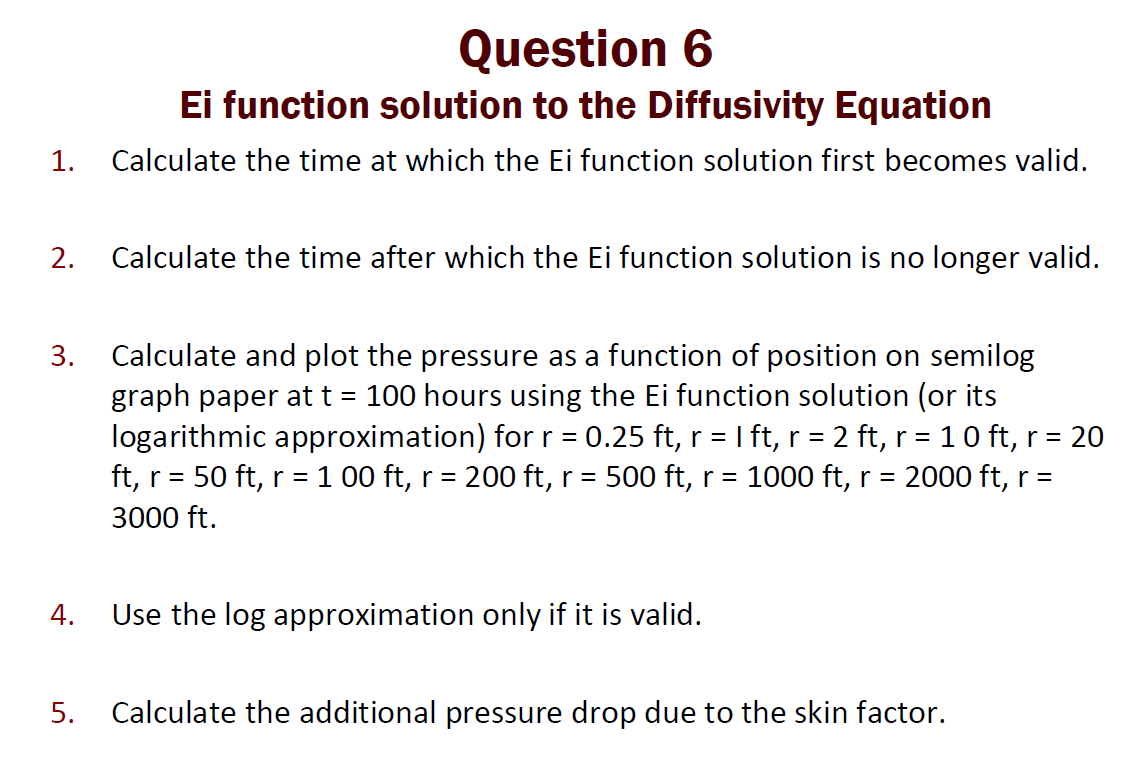 Solved 1 Calculate The Time At Which The Ei Function Chegg Com