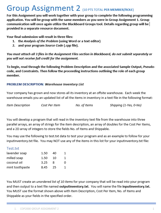 Solved Group Assignment 2 (10 pts TOTAL PеR MEMBER/ROLE) For | Chegg.com