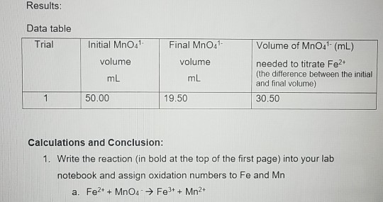 Solved Write The Balanced Redox Equation. Show All Work And 