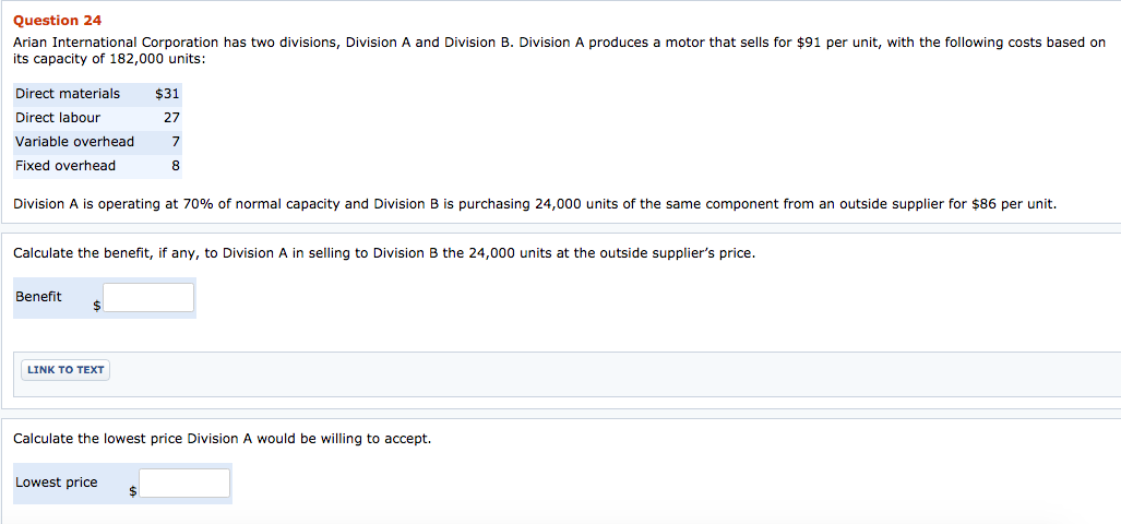 Solved Question 24 Arian International Corporation Has Two | Chegg.com