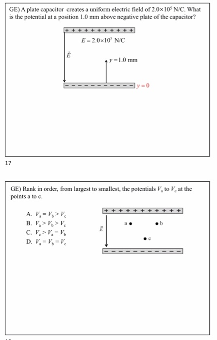 Solved A plate capacitor creates a uniform electric field of | Chegg.com