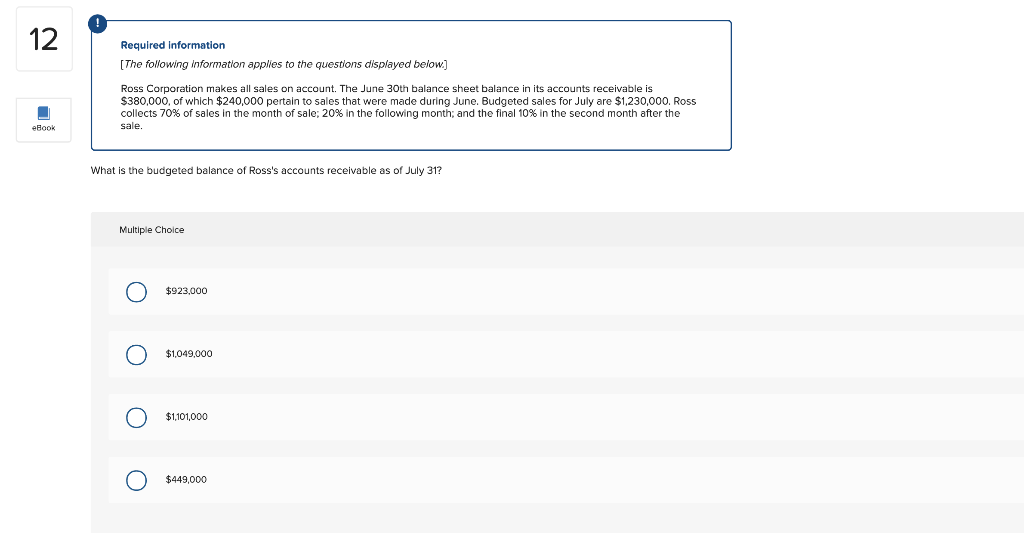 Solved Question 12 Ross Corporation makes all sales on