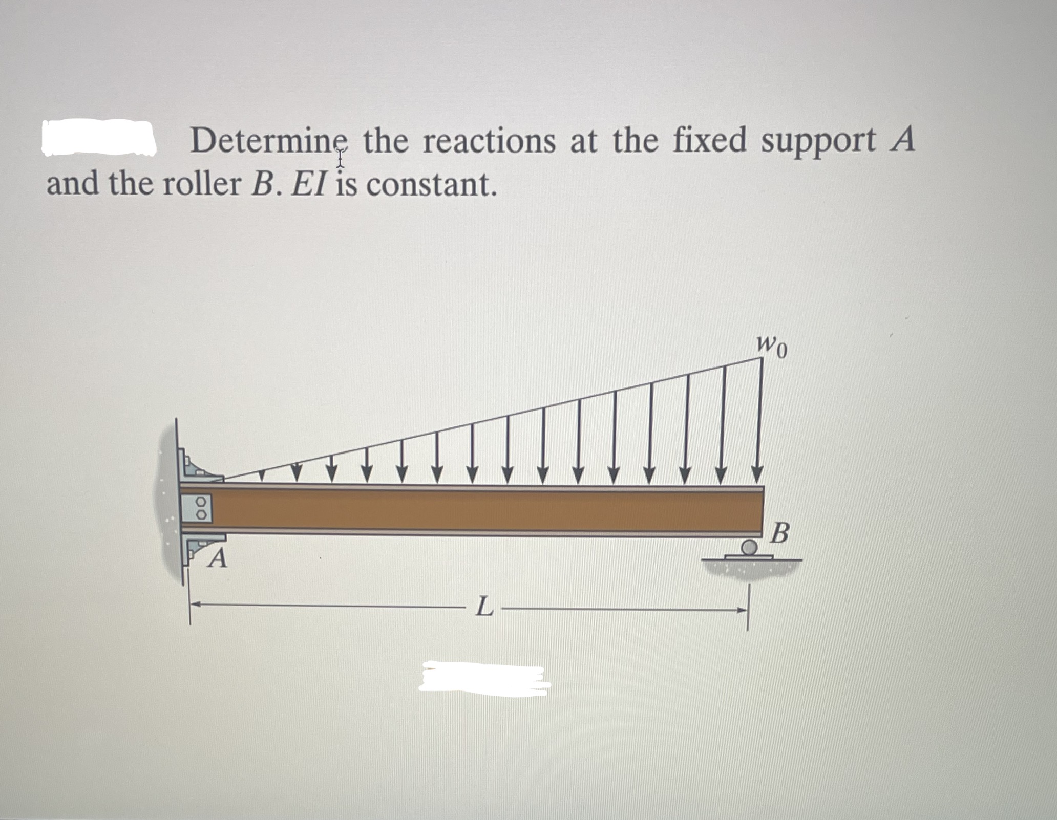 Solved Determine The Reactions At The Fixed Support A And | Chegg.com