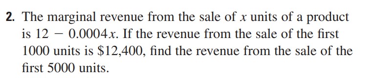 Solved The marginal revenue from the sale of x units of a | Chegg.com