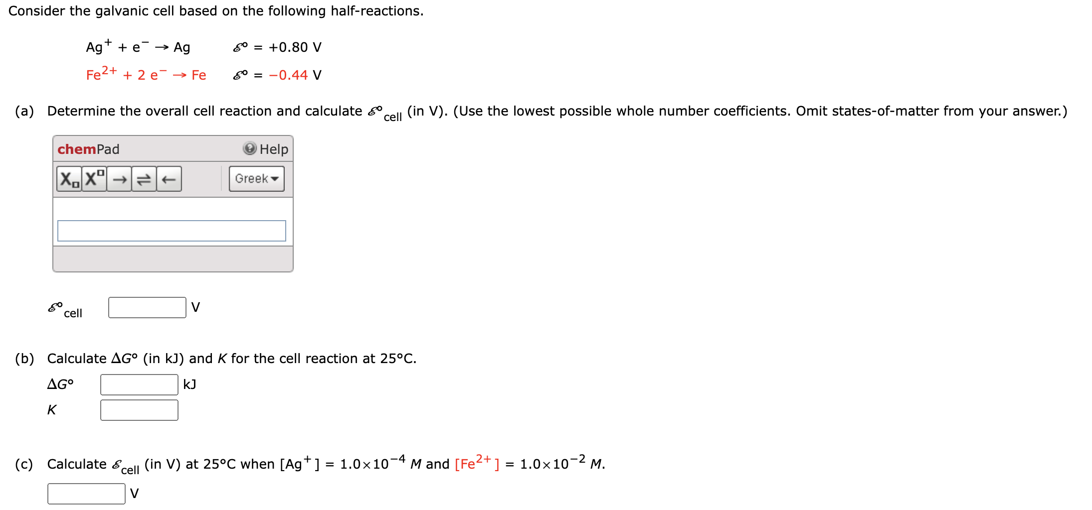 Solved Consider the galvanic cell based on the following