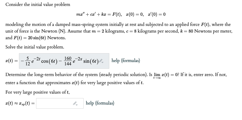 Solved Consider The Initial Value Problem Mx Cx Kæ