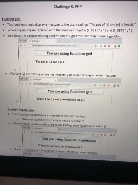 Challenge 8: PHP Overview In this assignment, you are | Chegg.com