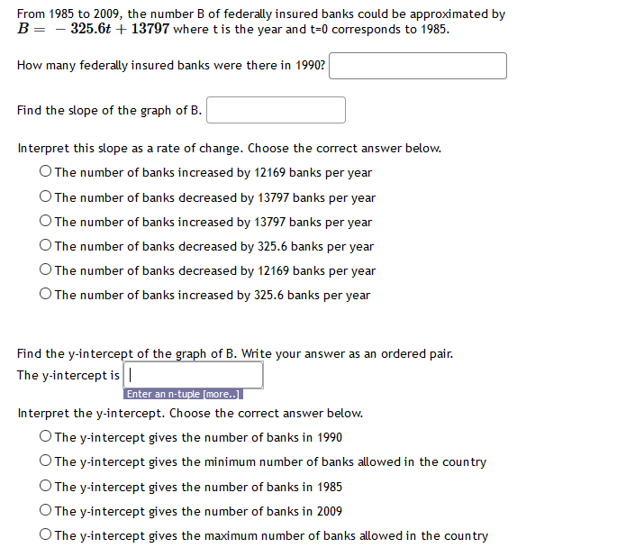 Solved From 1985 To 2009, The Number B Of Federally Insured | Chegg.com