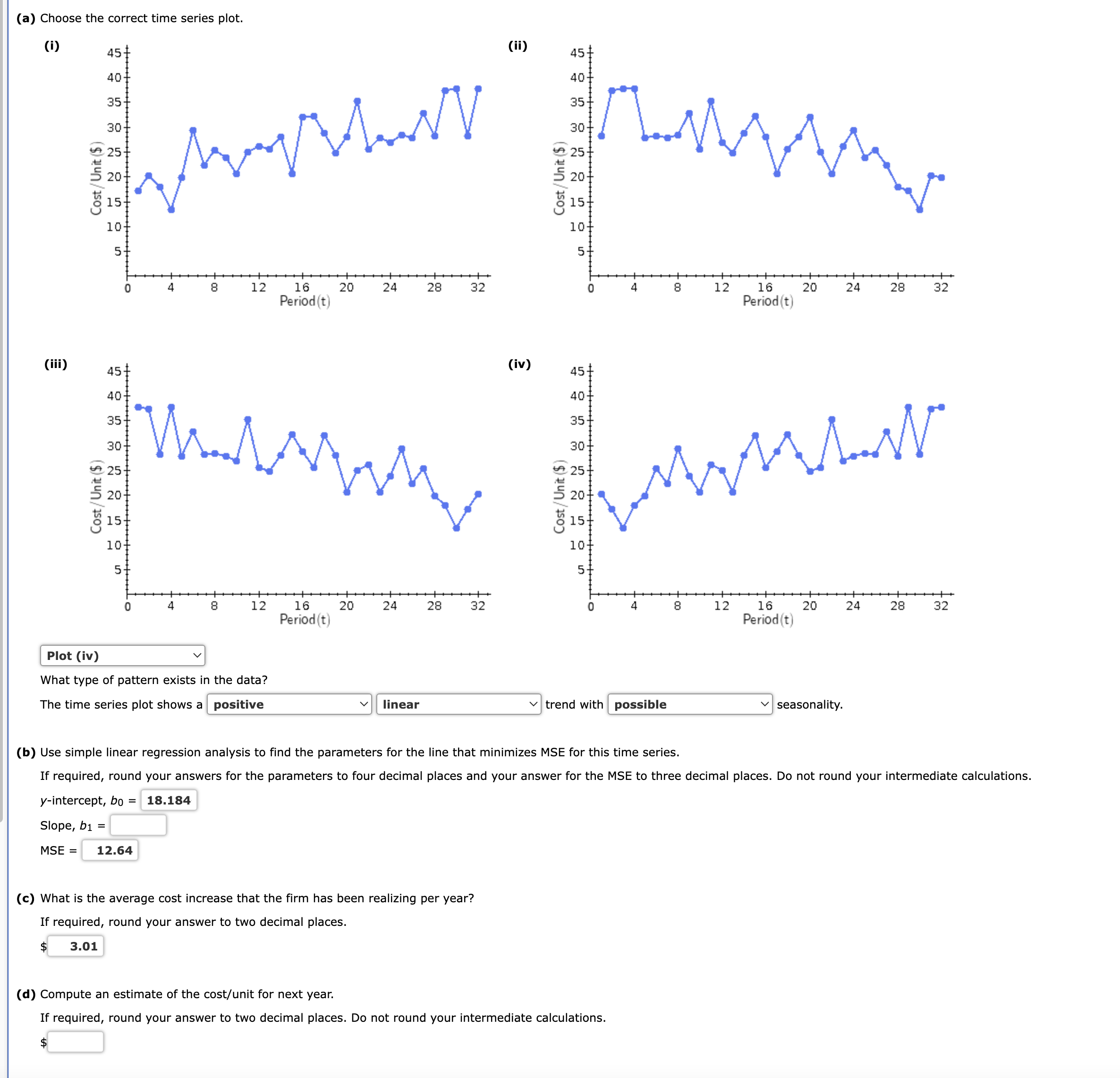 (a) Choose the correct time series plot. (i) (iii) | Chegg.com