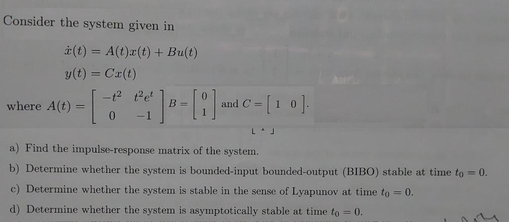 Solved Consider The System Given In | Chegg.com