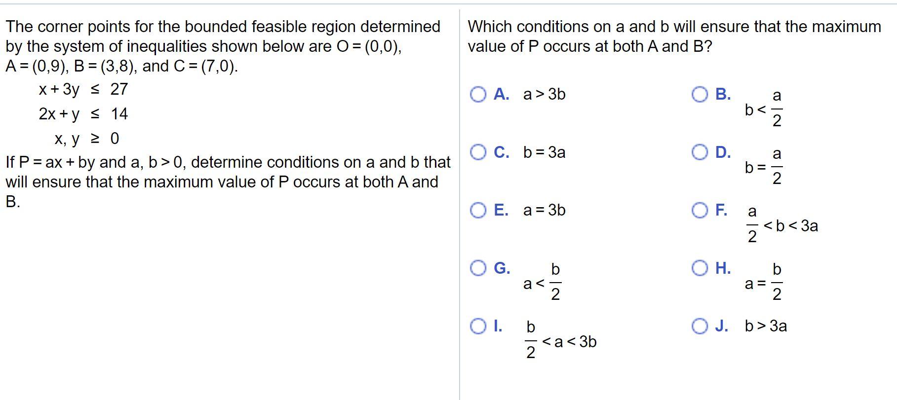 Solved Which Conditions On A And B Will Ensure That The | Chegg.com