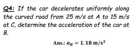 Solved Q4: If the car decelerates uniformly along the curved | Chegg.com