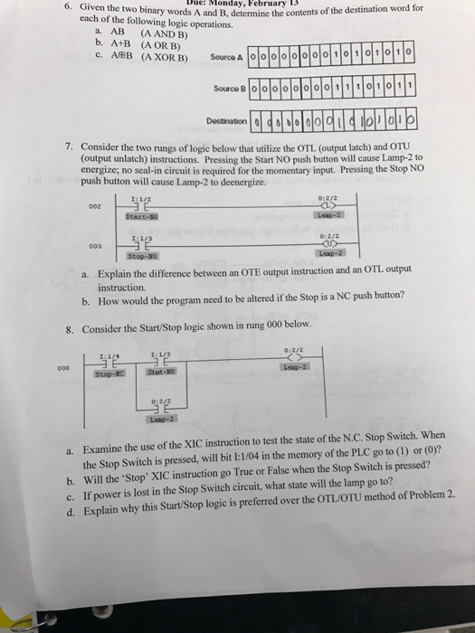 Solved Given the two binary words A and B, determine the | Chegg.com