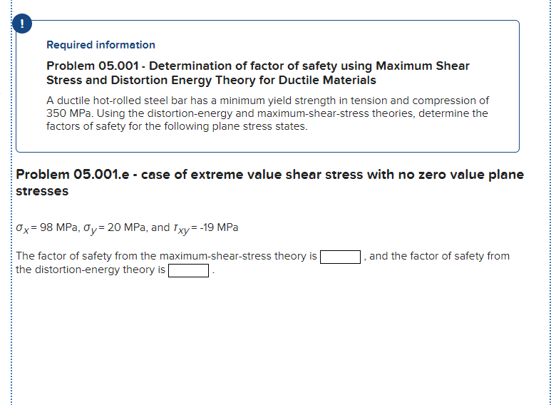 Solved ! Required information Problem 05.001 Determination