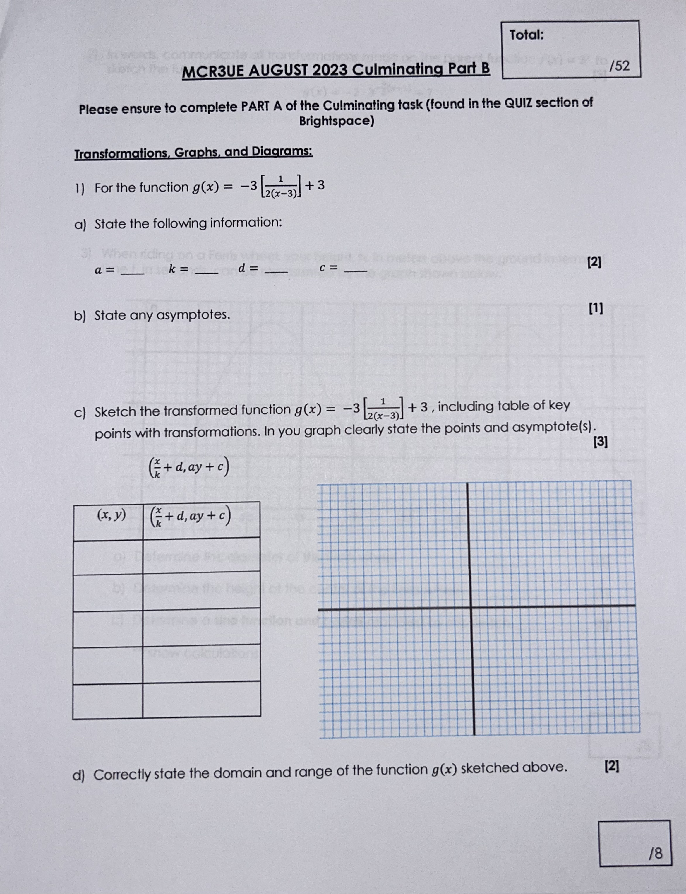 Solved 
6) Given the function \( f(x)=\frac{1}{3} | Chegg.com