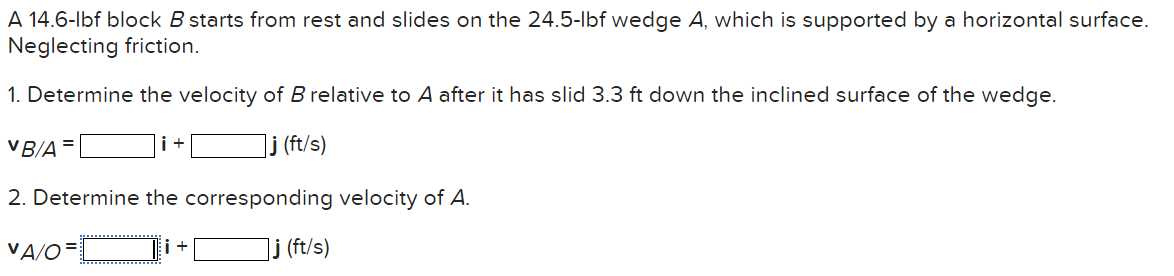 Solved A 14.6−lbf Block B Starts From Rest And Slides On The | Chegg.com