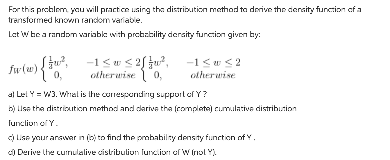 Solved IT IS Y=W^3 IN (a) | Chegg.com