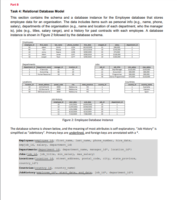 Task 4: Relational Database Model This section | Chegg.com