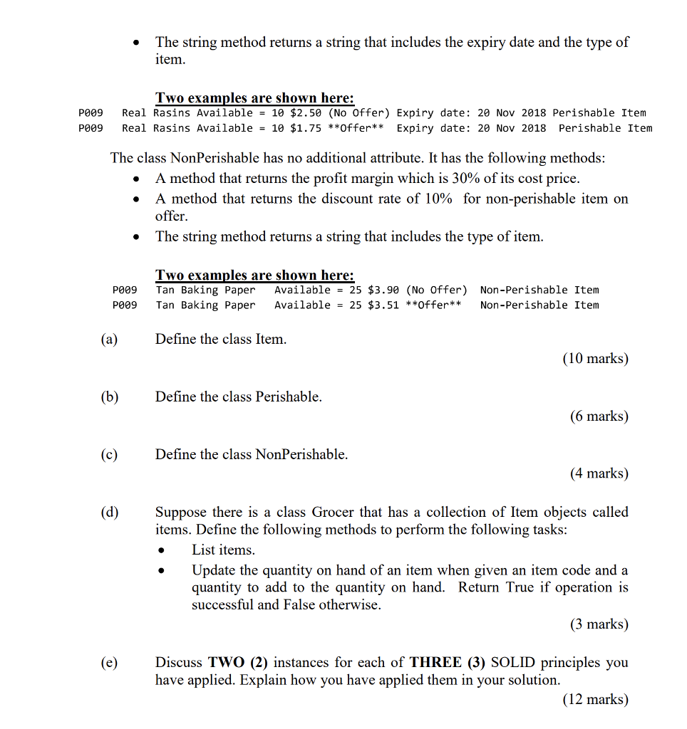 Question 1 Formulate classes and use obiects to store | Chegg.com