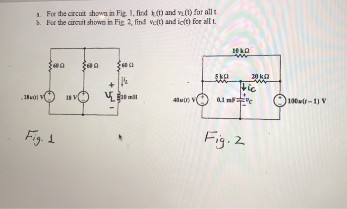 Solved a. For the circuit shown in Fig. 1, find i(t) and | Chegg.com