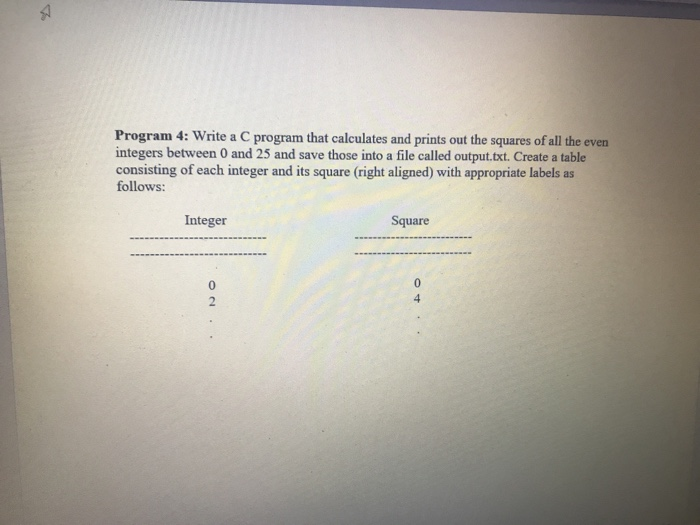 Solved Program 4: Write a C program that calculates and | Chegg.com