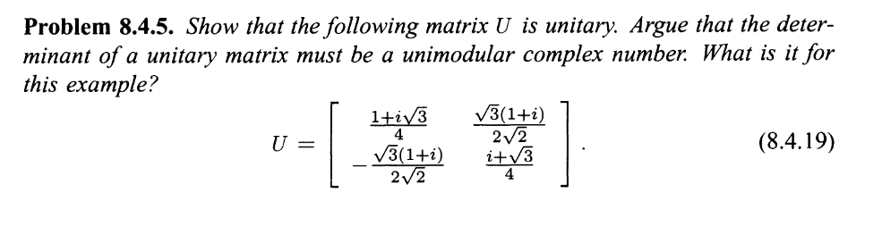 Solved Problem 8.4.5. Show that the following matrix Ụ is | Chegg.com