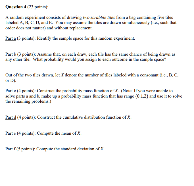 Solved Question 4 (23 Points): A Random Experiment Consists | Chegg.com