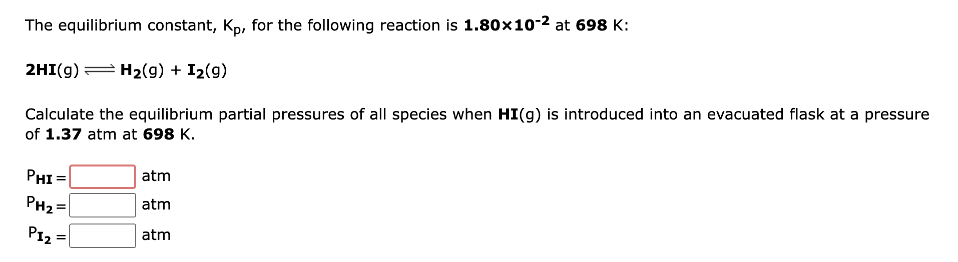 Solved The equilibrium constant, Kp, for the following | Chegg.com