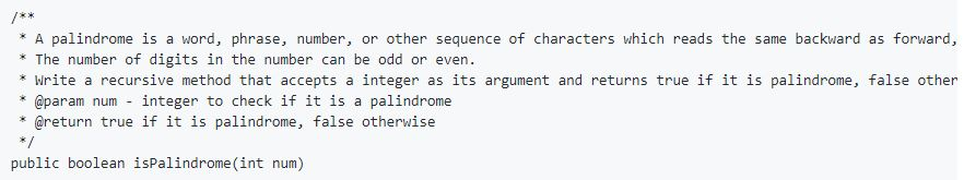 Solved A palindrome is a word, phrase, number, or other | Chegg.com