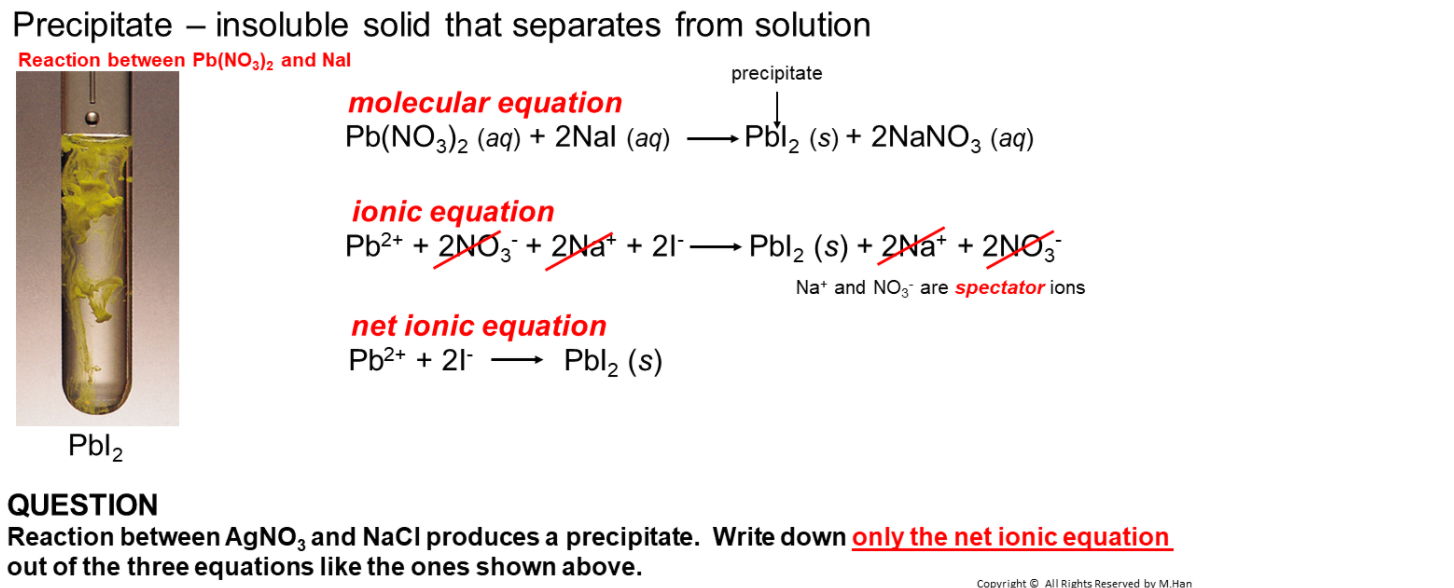 Solved Precipitate – insoluble solid that separates from | Chegg.com