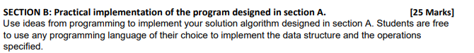 SECTION B: Practical Implementation Of The Program | Chegg.com