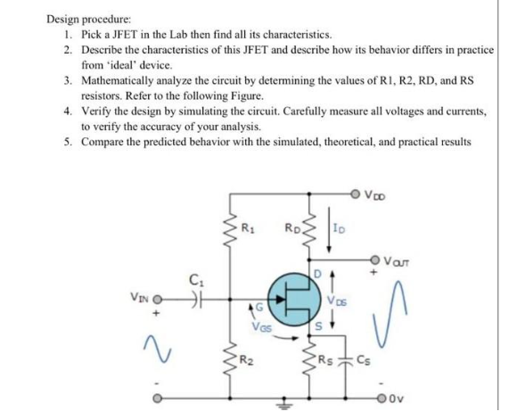 Design A Jfet Common Source Amplifier With The 1705