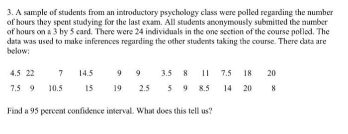 Solved A sample of students from an introductory psychology | Chegg.com