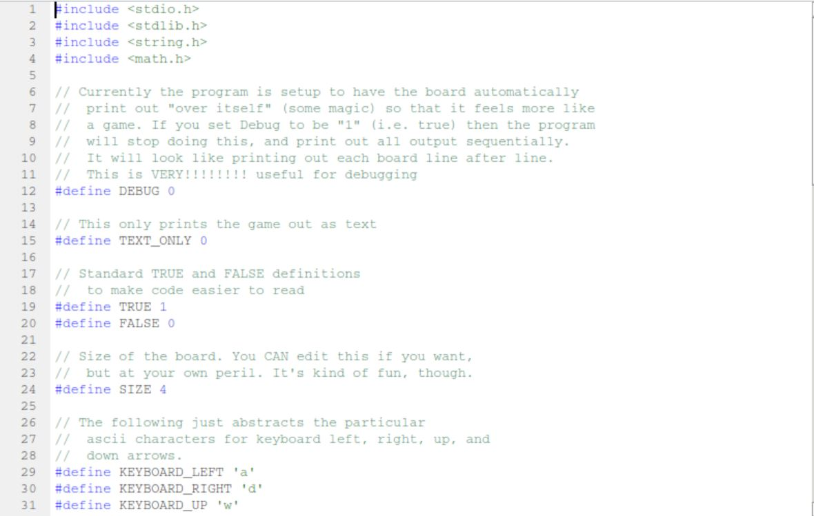 Solved #C language programming task. Making the 2048 game in | Chegg.com