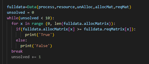 Solved fulldata=Data(process, resource, unAlloc, allocMat, | Chegg.com