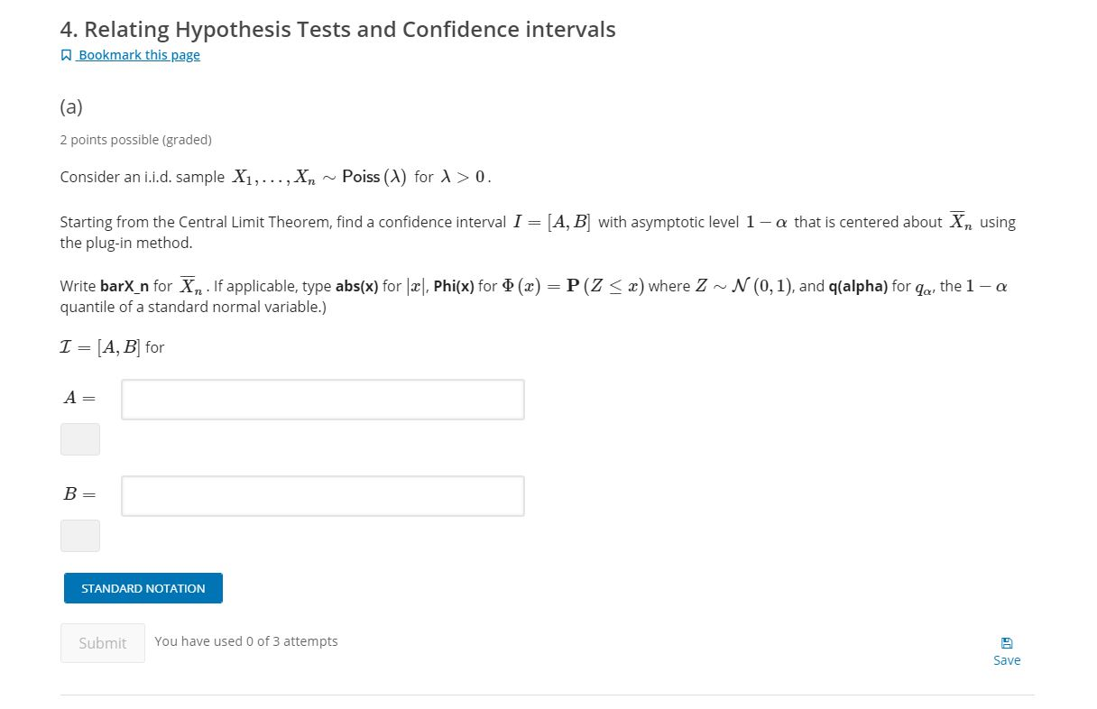 4. Relating Hypothesis Tests and Confidence intervals | Chegg.com